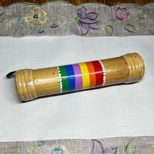 Bamboo Rainstick Shaker Rainbow Hand-Painted Sensory Toy Musical Instrument